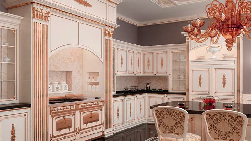 Дизайн интерьера кухни в стиле ампир